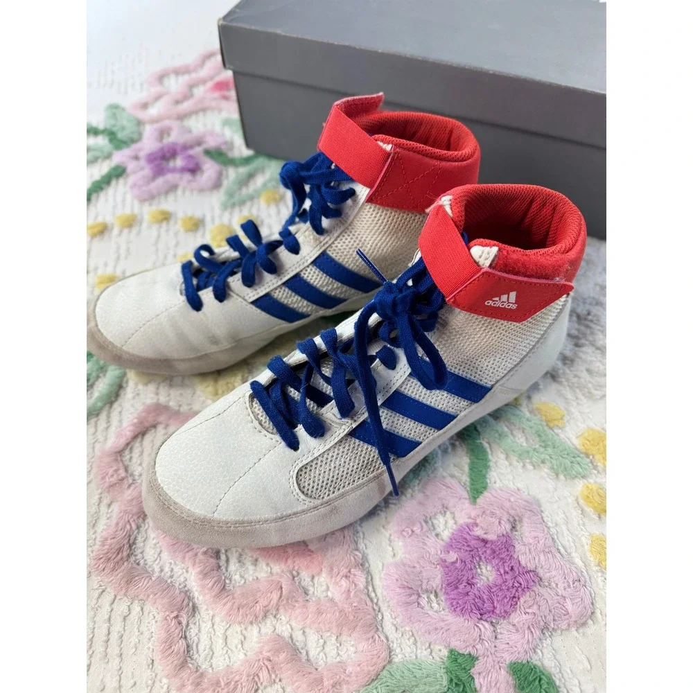 Adidas Combat Speed 5 Wrestling Shoes Mens 6.5 White Red Blue BD7129 High Top